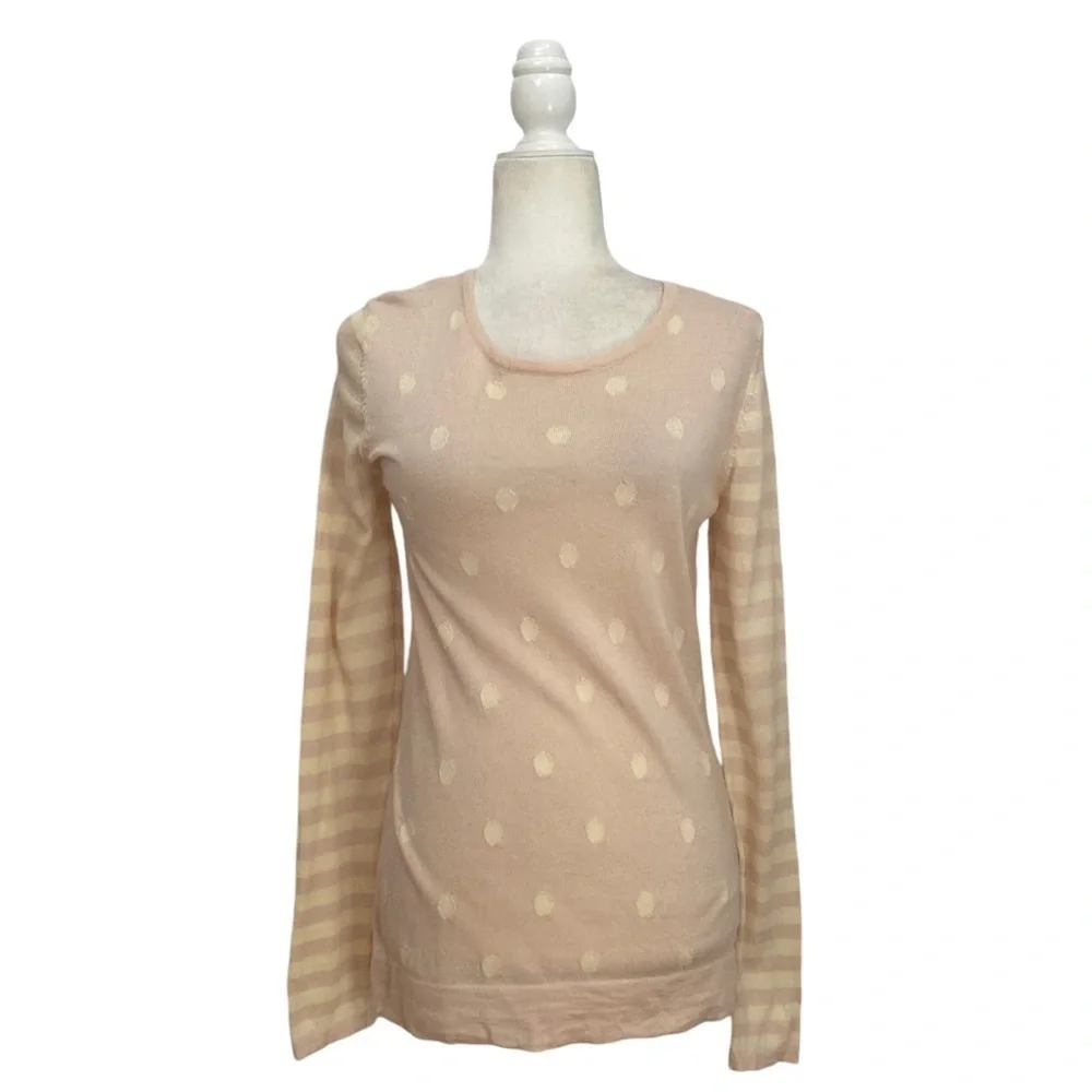 Clements Ribeiro Sweater Extra Fine Merino Wool Jumper Polka Dot Striped Pink